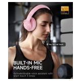 Picun B8 Headphones Wireless Bluetooth, 120H Bluetooth Headphone Over Ear with 3EQ Music Modes, Hands-Free Calls, Deep Bass Headphones for Travel Home Office Cellphone PC (Pink)
