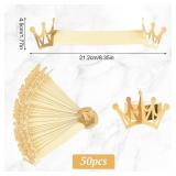 URROMA Gold Reflective Napkin Holder Rings, BULK Crown Paper Napkin Rings Buckles Holder for Wedding Dinner Party Celebration Table Centerpieces Decor
