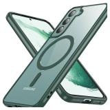 OWKEY Case for Samsung Galaxy S22 Plus, Magnetic, Military Grade Drop Protection, Slim Translucent Shockproof with Anti-Fingerprint Bumper Cover for Samsung S22 Plus (Green)