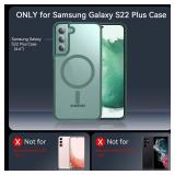 OWKEY Case for Samsung Galaxy S22 Plus, Magnetic, Military Grade Drop Protection, Slim Translucent Shockproof with Anti-Fingerprint Bumper Cover for Samsung S22 Plus (Green)