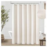 DUKIYO Extra Long Linen 84 Inch Shower Curtain Neutral Modern Bath Drapes Set 84 Inch Long XLong Tall Farmhouse Boho Shower Curtains for Bathroom, Cream Ivory Birch, 72x84 Drapes NEEDS WASH