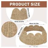 Vertintong Woven Scallop Christmas Tree Collar 24-inch Rattan Christmas Tree Ring Farmhouse Natural Woven Rustic Base Cover Skirt for Xmas Decoration