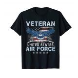 Proud US Air Force Veteran USA Flag Patriotic Vintage Mens T-Shirt Size 2XL