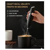 Bean Envy Milk Frother, Coffee Stirrers, Frother Wand, Milk Frother Handheld, Frother with stand, Hand Blender for Coffee, Lattes, Cappuccino, Matcha and Hot Chocolate Kitchen Gifts - Black