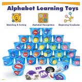 Joyreal Alphabet Learning Toys - ABC Sorters Tubs with Flash Cards, 271 PCS Toddler Preschool Learning Activities, Educational Games