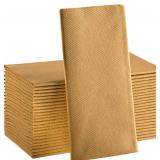Gold Paper Napkins | Linen Feel Guest Disposable Cloth Like Dinner Napkins | Hand Towels | Soft, Absorbent, Paper Hand Napkins for Kitchen, Bathroom, Parties, Weddings, Dinners | 50 Pack