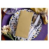 Gold Paper Napkins | Linen Feel Guest Disposable Cloth Like Dinner Napkins | Hand Towels | Soft, Absorbent, Paper Hand Napkins for Kitchen, Bathroom, Parties, Weddings, Dinners | 50 Pack