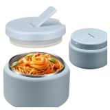13.5oz Soup Thermo for Hot Food Kids with Buckle Lid Insulated Vacuum Food Jar Wide Mouth Leakproof Stainless Steel Lunch Container (Blue)
