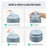 13.5oz Soup Thermo for Hot Food Kids with Buckle Lid Insulated Vacuum Food Jar Wide Mouth Leakproof Stainless Steel Lunch Container (Blue)