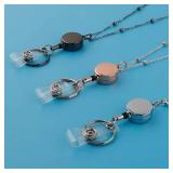 Lanyards for Id Badges 3 Pack Badge Lanyard with 6 Pcs Id Badge Holder Retractable Stainless Steel Teacher Lanyard Cruise Ship Lanyards for Girl Women (Black, Silver, Rose Gold)