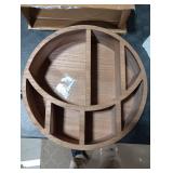 Wooden Floating Moon Shelf Wall Decor - Decorative Boho Home Hanging Display Shelf for Bedroom, Dorm, Nursery - Easy Mount Storage for Crystals and Essential Oils - 14 x 14 x 3.5 (Light Brown)