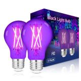 Sunmerit Pack of ONE Filament LED A19 Black Light Bulbs,6W (60W Equivalent) -E26 Base,UVA Level 390-400nm, Glow in The Dark for Halloween Party, Body Paint, Neon Glow, Fluorescent Posters Decor