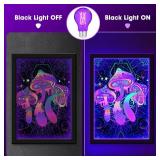 Sunmerit Pack of ONE Filament LED A19 Black Light Bulbs,6W (60W Equivalent) -E26 Base,UVA Level 390-400nm, Glow in The Dark for Halloween Party, Body Paint, Neon Glow, Fluorescent Posters Decor