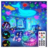 Staryou Sound Machine Baby Toy Night Light Projector Sensory Toys for Kids with Autism Toys for Boys 3-10 Boys Toys | 15 White Noise 3D Films 31Colors Remote Control Night Light for Kids, Baby Gifts