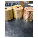 Ribbli Gold Christmas Tree Ribbon - Glitter Wired Ribbons for Tree, Crafts, Gift Wrapping, Wreaths, Garland, Home Decor - 2.5 Inch x 6 Rolls Total 36 Yard
