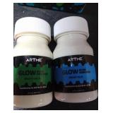 ARTME Glow in The Dark Paint Set of Green and Blue Colors (60ml/2oz each) Acrylic Paint Perfect for Art Painting, DIY Projects, Halloween Decorations