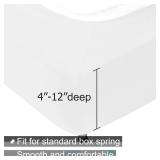 Box Spring Cover King/Cal King Size - Jersey Knit & Stretchy Wrap Around 4 Sides Bed Skirt for Hotel & Home, White