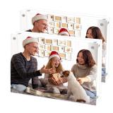 Cherrich Acrylic Picture Frame 5x7, Double Sided Photo Frames for Refrigerator with Magnetic Corners, Transparent Acrylic Frame for Desk or Tabletop Display Family,Wedding, Baby Pictures(2 Pack)