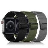 DaQin 3 Pack Stretchy Solo Loop Compatible with Apple Watch Bands for Men 49mm 46mm 45mm 44mm 42mm, Soft Nylon Braided Elastic Strap for iWatch Band Series 11 10 9 8 7 6 5 4 3 SE Ultra 3 Ultra 2 Ultra