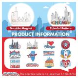 Konohan BULK Chicago Magnets for Refrigerator Metal USA Fridge Magnet Magnetic Chicago Souvenirs Gifts USA City Magnetic Refrigerator Stickers, Cloud Gate, Hot Dog