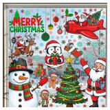 Christmas Window Clings Stickers | BULKChristmas Clings Xmas Window Decals Decorations Indoor Outdoor Glass Snowflake Santa Claus Reindeer Penguin Snowman Accessories Decor Supplies