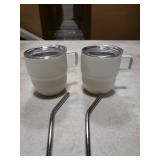 CHLJAR 4oz Espresso Cup Set of 2, Insulated Espresso Mug With Lid and Straw, Espresso Shot Glasses with Handle, Double Walled Stainless Steel Small Expresso Shots Cup for Coffee