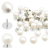 PIGORY BULK Pearl Buttons No Sew Buttons for Clothes, 10mm Pearl Brooch Pins Reusable for Women, White Safety Pins for Dresses, Shirts, DIY Crafts, Fashion Decorative Accessories