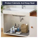 Under Sink Mat - 37 x 22 Waterproof Kitchen Cabinet Mat - Flexible Silicone Under Sink Liner - Kitchen Bathroom Cabinet Mat and Protector for Drips Leaks Spills (Gray)