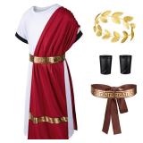 Kids Toga Costume Roman Robe Greek God Outfit Halloween Cosplay Costume Accessories Set(RD 140) STAINED