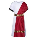 Kids Toga Costume Roman Robe Greek God Outfit Halloween Cosplay Costume Accessories Set(RD 140) STAINED