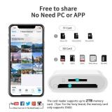 SD Card Reader for iPhone iPad Camera with USB C, Dual Card Slot Memory Card Reader Supports SD and TF Card Trail Camera Viewer SD Card Adapter Portable Micro SD Card Reader No App Plug and Play