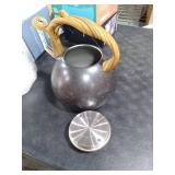 Foedo Whistling Tea Kettle Stovetop, Tea Pots for Stove Top Food Grade Stainless Steel with Wood Pattern Handle, 3.2Quart (Black)