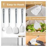 FINENUT Silicone Cooking Utensils Set 11PCS-BPA-Free-446°F Heat Resistant,Kitchen Tools for Nonstick Cookware,Heat Resistant&Scratch-Proof Includes Spatula/Turner/Spoon Dishwasher Safe(White And 