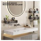 VOLPONE Corner Shower Caddy Suction Cup Shower Shelf Corner No Drilling Bathroom Shower Organizer Storage Rack Adhesive with Towel Bar Hooks(1-Pack, Gray)