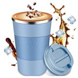 Insulated Travel Coffee Cup with Leak Proof Lid,To Go Camping Stainless Steel Vacuum Coffee Mug, Reusable Coffee Tumblers Hot & Cold Drinks Gifts Multiple Sizes and Colors