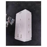Socket Wall Shelf-CFMASTER 10 Port Surge Protector Wall Outlet, 8 Electrical Outlet Extenders and 2 USB Ports 2.4A, with Removable Built-In Shelf, FCC Listed (1, White)