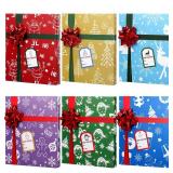 Outus 6 Pcs Christmas Gift Card Box Holder with Bows and Tags Xmas Gift Cards Present Wrap Boxes Mini Favor Boxes for Holiday, Birthday Party Decoration (Christmas Bells)