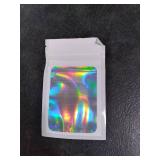 Funfery 100 pcs White Smell Proof Mylar Holographic Bags Packaging Bags,Clear Resealable Odor Proof Bag Foil Pouch Bag for Food Storage,Lipgloss,Jewelry,Lash Packaging for Small Business(3.1x5.1In)