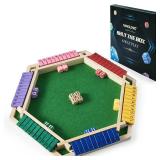 Vamslove Shut The Box Game for 6 Player with 12+4 Dice - Colorful 6 Sided Wooden Board Math Number Games for Kids Adults Families Party Club