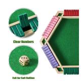 Vamslove Shut The Box Game for 6 Player with 12+4 Dice - Colorful 6 Sided Wooden Board Math Number Games for Kids Adults Families Party Club