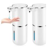 2 Pack Automatic Soap Dispenser,Automatic Liquid Soap Dispenser Touchless,12.8oz/380ml USB Rechargeabled Wall Mounted Smart Soap Dispensers for Bathroom Kitchen Dish Soap