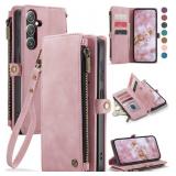 Defencase Compatible with Galaxy A14 5G Case Wallet with RFID Blocking Card Holder for Women Men, PU Leather Magnetic Snap Flip Zipper Strap Wallet Phone Case Fit for Samsung Galaxy A14 5G, Rose Pink