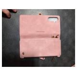 Defencase Compatible with Galaxy A14 5G Case Wallet with RFID Blocking Card Holder for Women Men, PU Leather Magnetic Snap Flip Zipper Strap Wallet Phone Case Fit for Samsung Galaxy A14 5G, Rose Pink