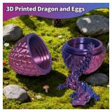 Zobetro 3D Printed Dragon with Surprise Egg, Articulated Crystal Dragon in Egg, Executive Dragon Fidget Desk Toys Decorative Egg Gifts for Boys Kids Home Decor(Purple)