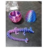Zobetro 3D Printed Dragon with Surprise Egg, Articulated Crystal Dragon in Egg, Executive Dragon Fidget Desk Toys Decorative Egg Gifts for Boys Kids Home Decor(Purple)