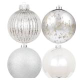 6in Large Christmas Ornaments Shatterproof Christmas Ball Ornaments Giant Xmas Tree Decoration Decorative Hanging Mercury Balls for Party,Home,Holiday (Silver,4pc)