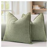 MIULEE Sage Green Decorative Pillow Covers 16x16 Inch Soft Chenille Luxurious Couch Throw Pillows Farmhouse Cushion Covers with Elegant Design for Sofa Bedroom Living Room Spring Home Decor