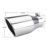 LCGP 4 inlet Diesle Exhaust Tip, 6 outlet, 12 Long Truck Tailtip, Rolled Angel Design, Polished Finished