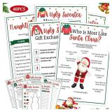Motionchic BULK Christmas Party Games for Adults, Ugly Sweater Bingo Paper Cards Christmas Bingo Party Games for Families, Adults, Holiday Activities and Group Entertainment
