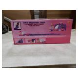 VATOS Toddler Truck Car Toys for 3 4 5 6 Year Old Girls, Foldable Race Track Toy with 6 Race Cars, Portable Transport Carrier Truck with Light & Music, Princess Toys Cars Gift for Kids Girls